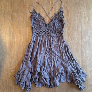 Free People Mauve Lace Mini Dress
